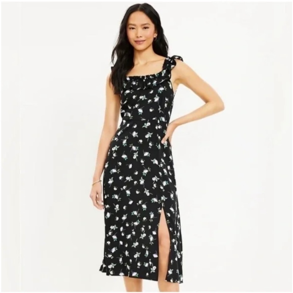Loft Ruffle Strap Midi Dress